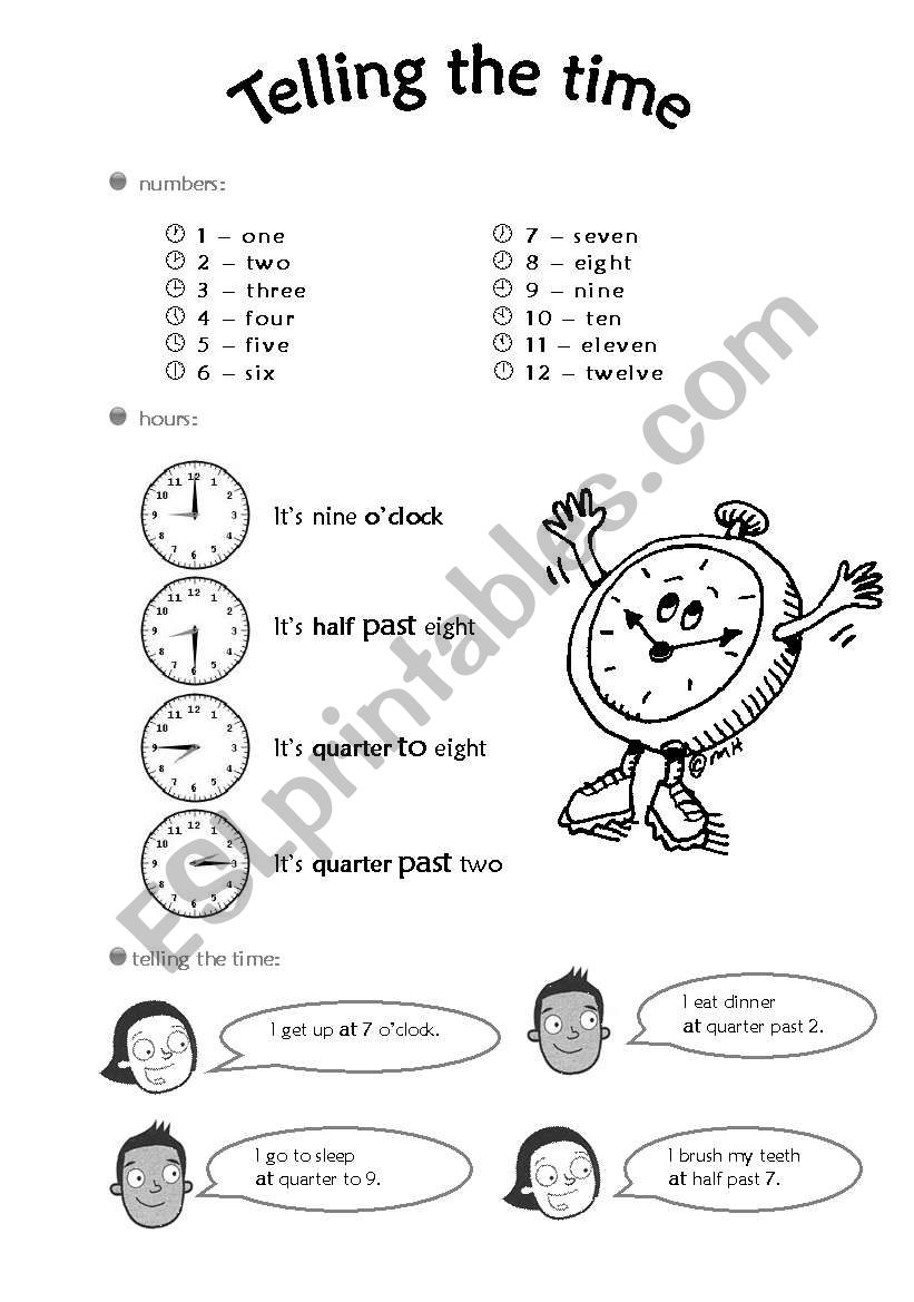 Tellin time worksheet worksheet