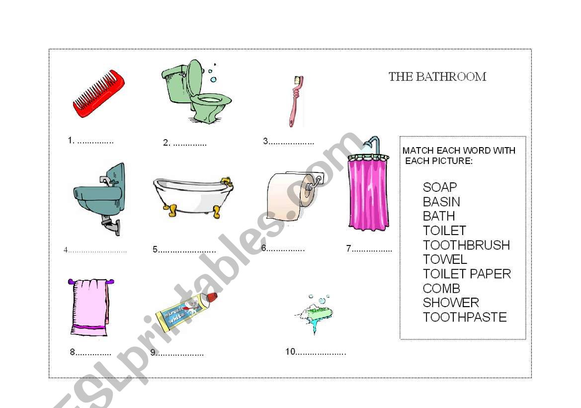The bathroom worksheet