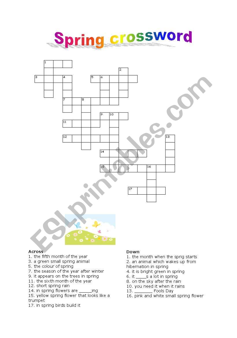 spring crossword worksheet