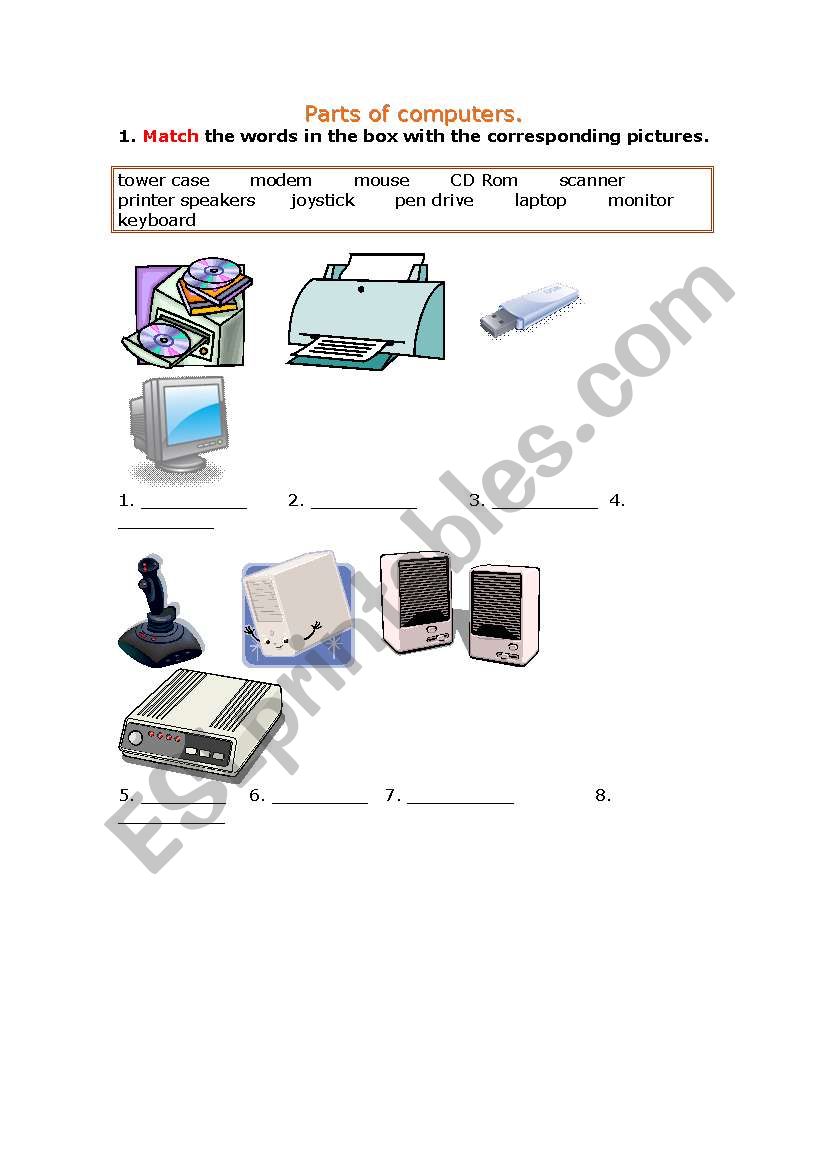 Vocabulary Computers worksheet