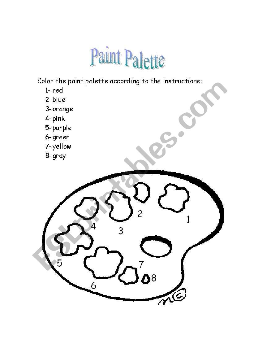 Paint Palette worksheet