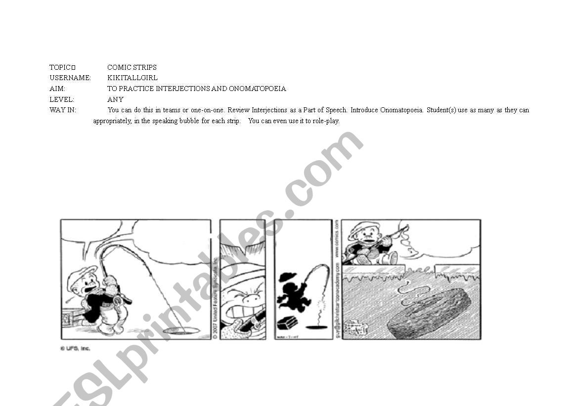 Comic Strip - Interjection worksheet