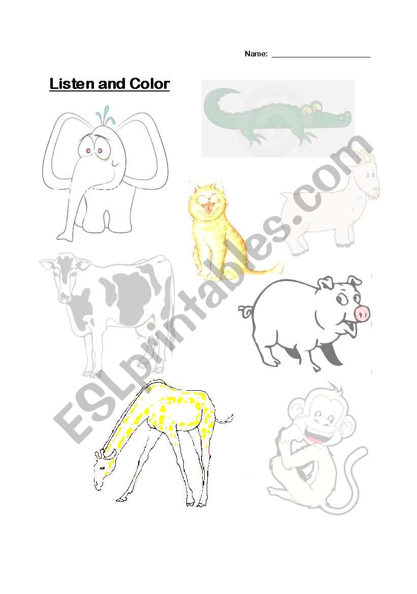 Animals worksheet