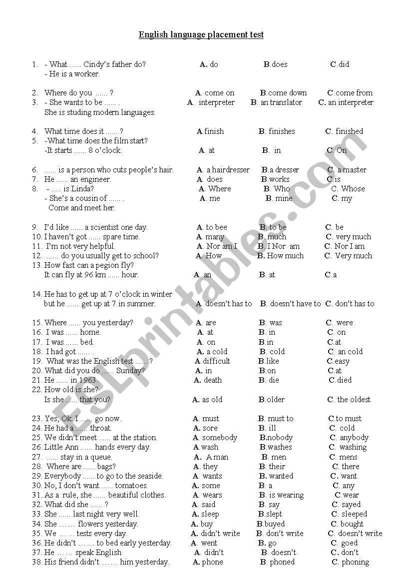 Test worksheet