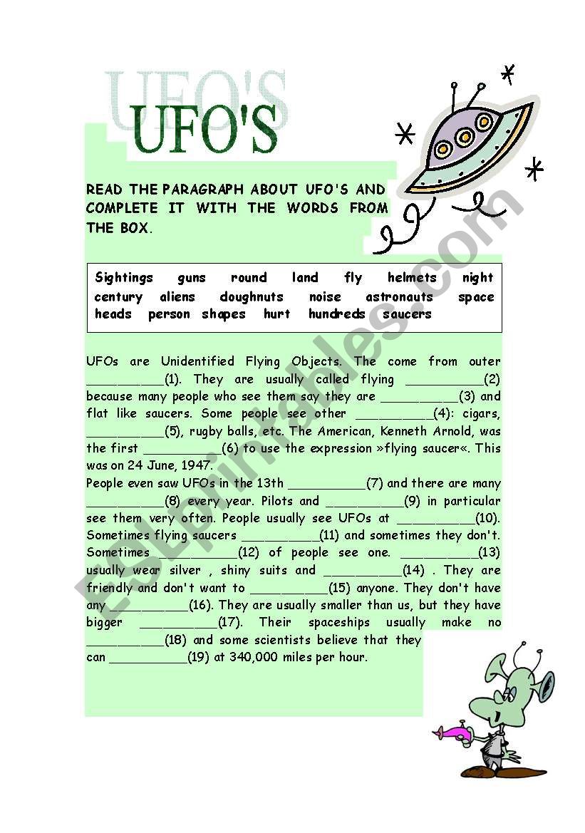 UFOs worksheet