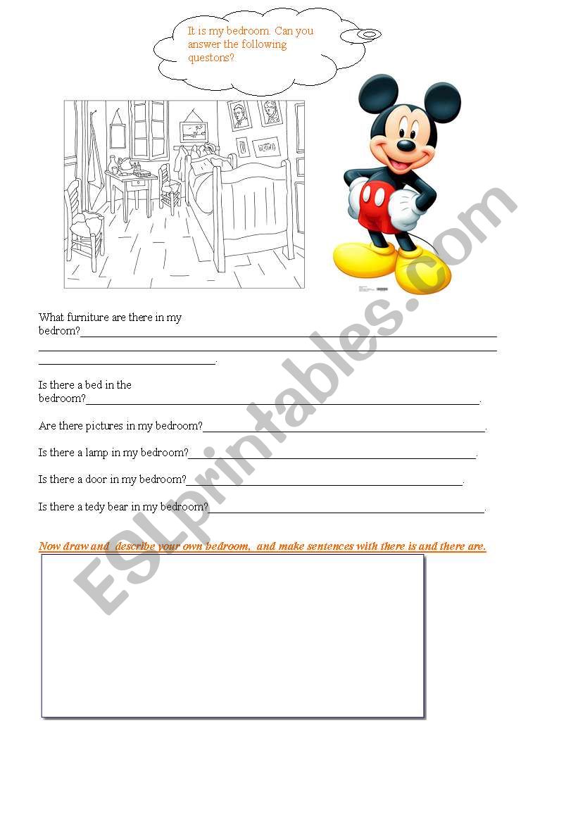 My bedroom worksheet