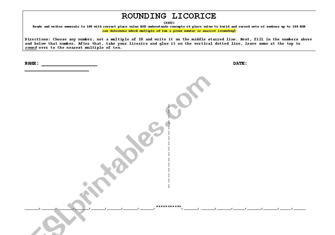 Rounding Licorice worksheet