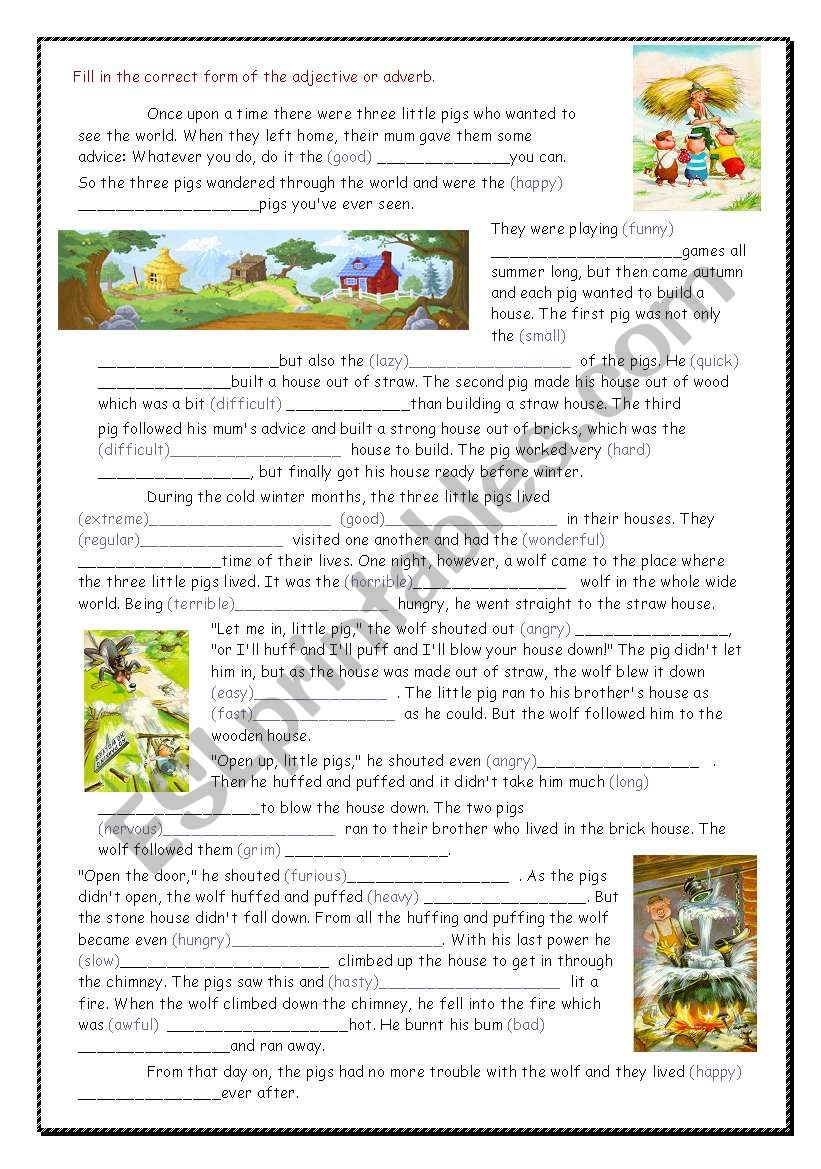 Three little pigs worksheet