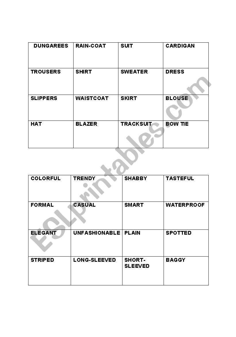 Bingo Game worksheet