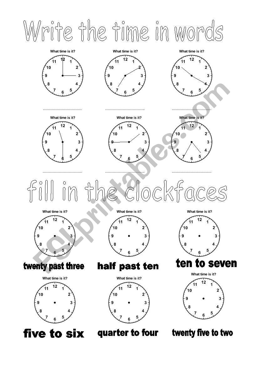 Analogu time worksheet