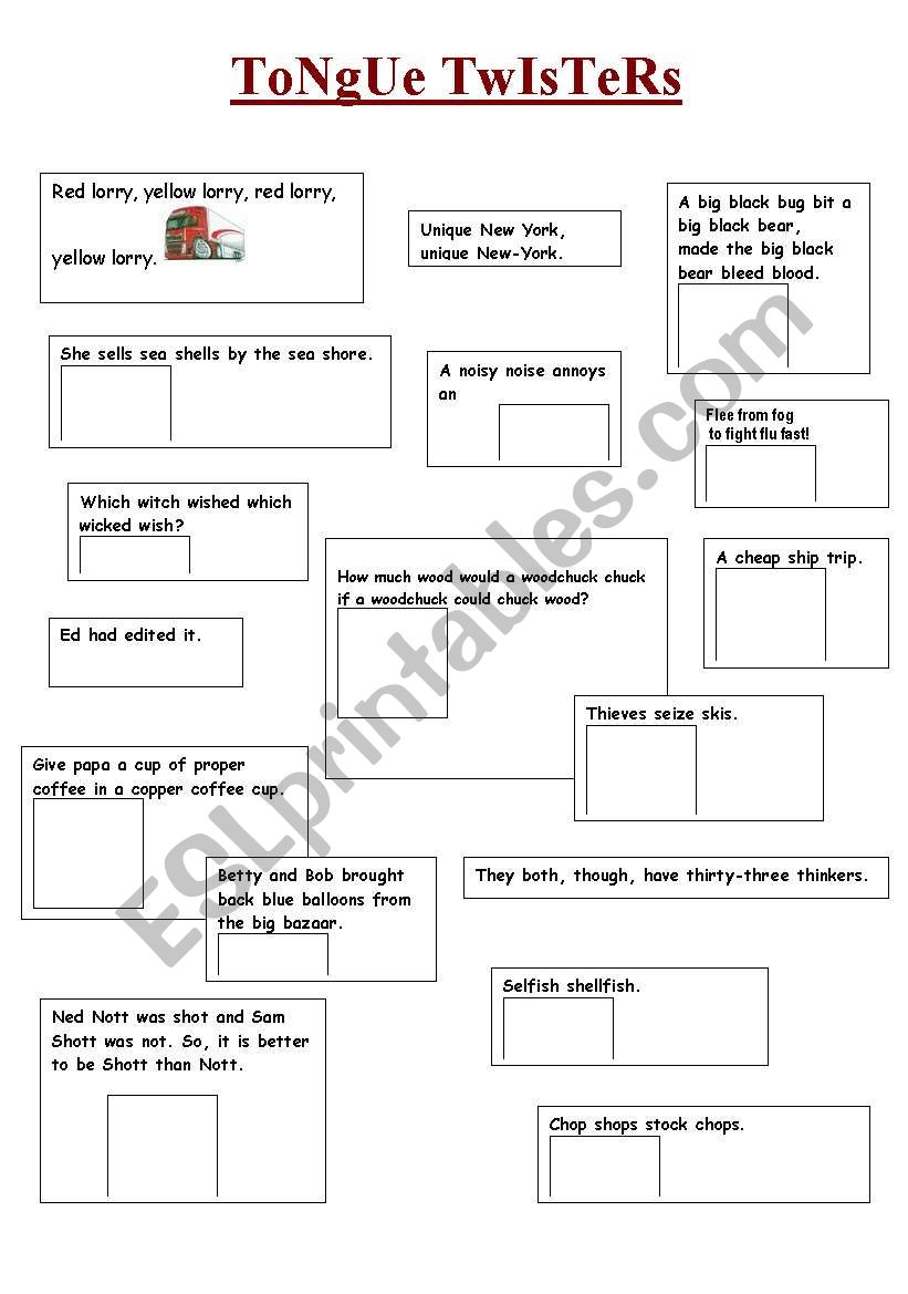 illustrated tongue twisters worksheet