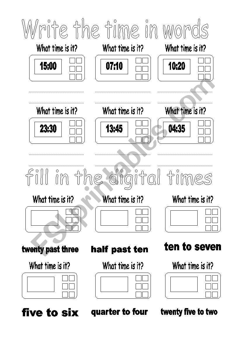 Analog Times worksheet