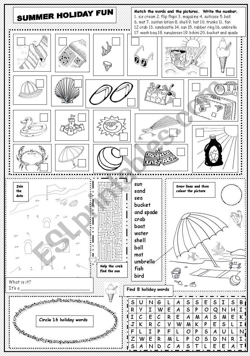 Summer Holiday Fun worksheet