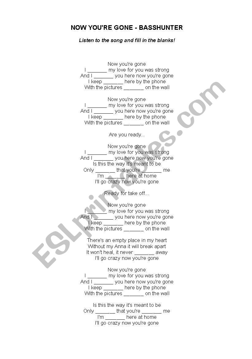 Song Now youre gone - Basshunter