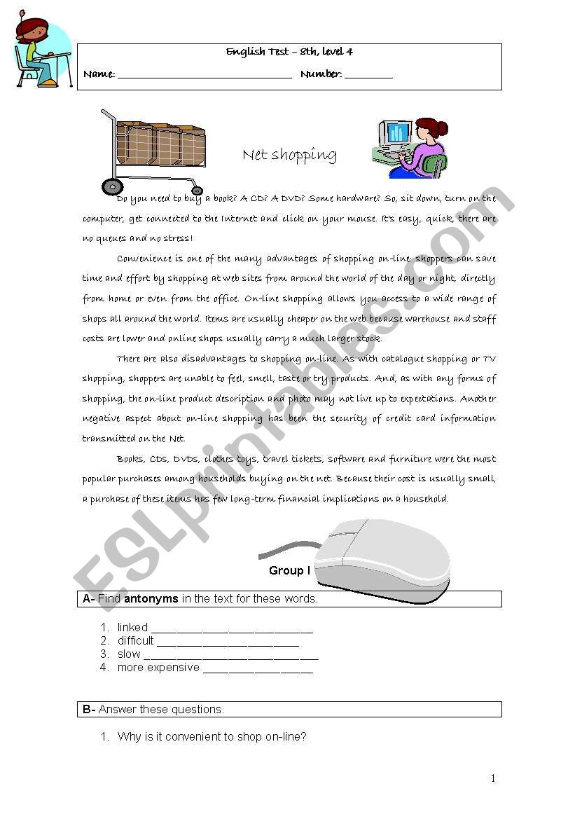 NET SHOPPING  worksheet