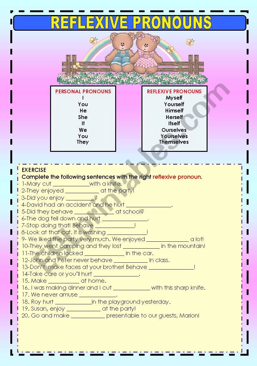 REFLEXIVE PRONOUNS worksheet