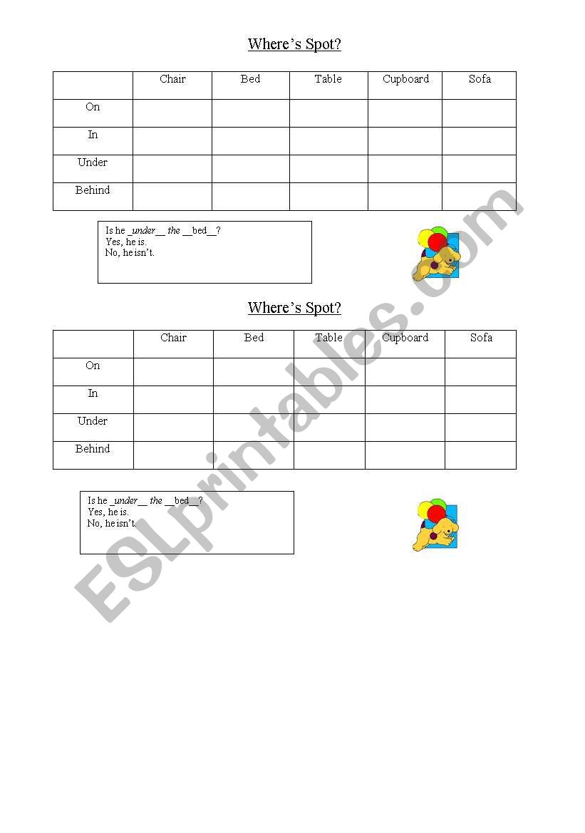 Spot worksheet