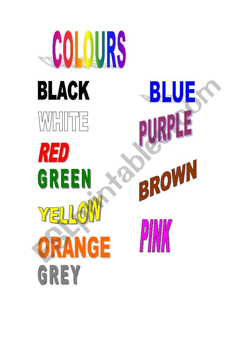 colours worksheet