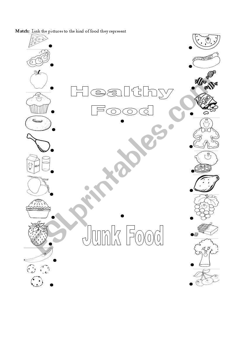 healthy and junk food worksheet