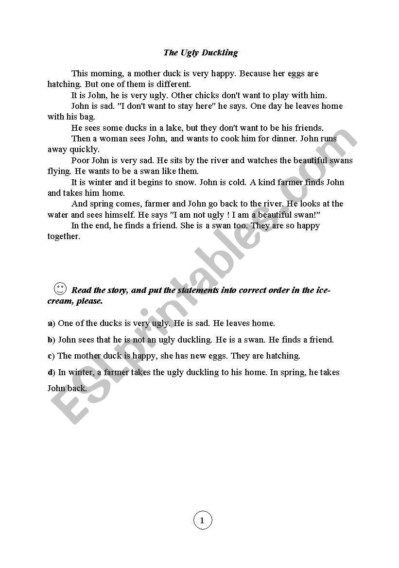 ugly duckling2 worksheet