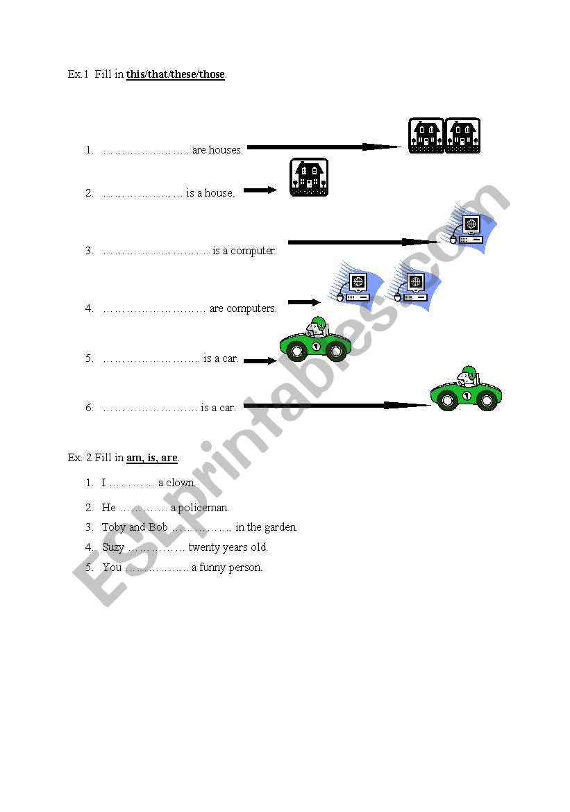 Test on demonstartives worksheet