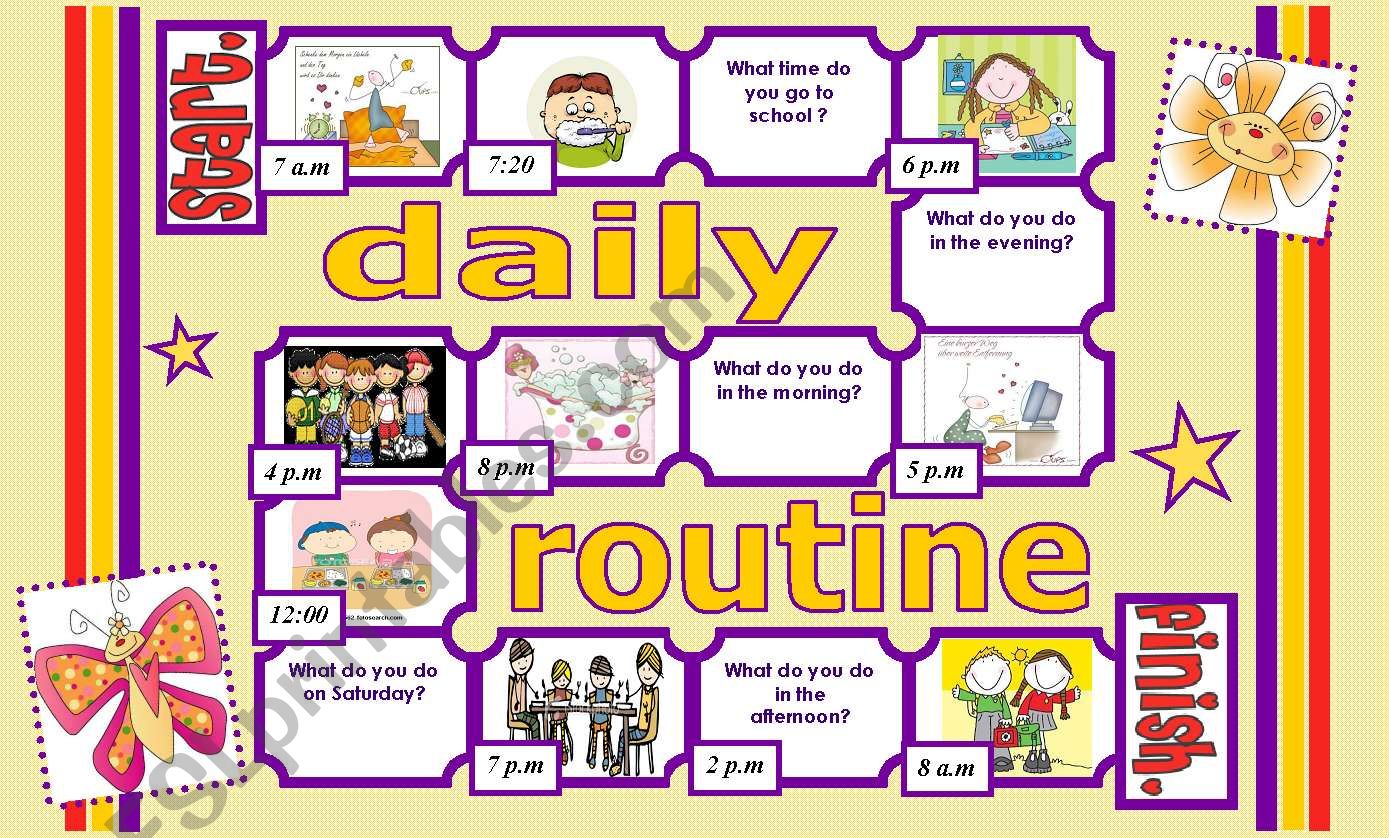 DAILY ROUTINE BOARD GAME worksheet