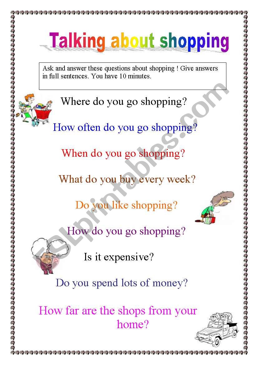 Talking about shopping  worksheet
