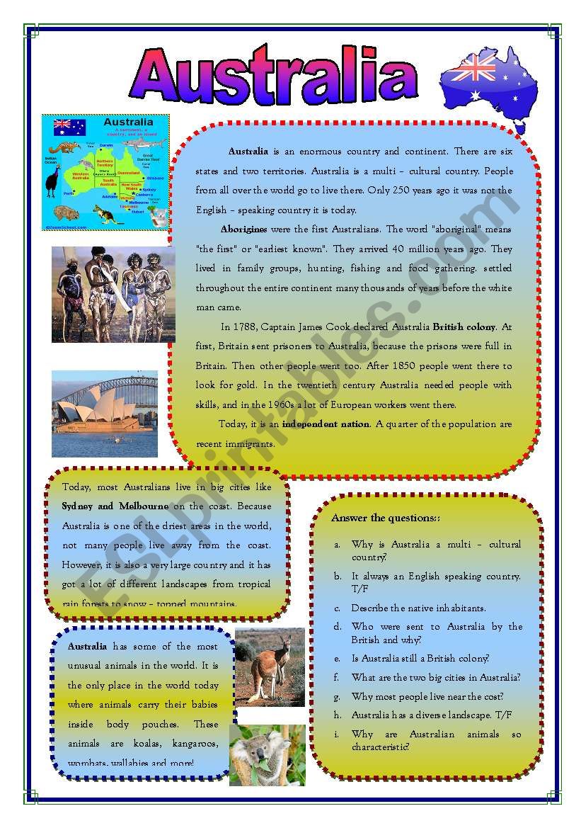 Australia  worksheet