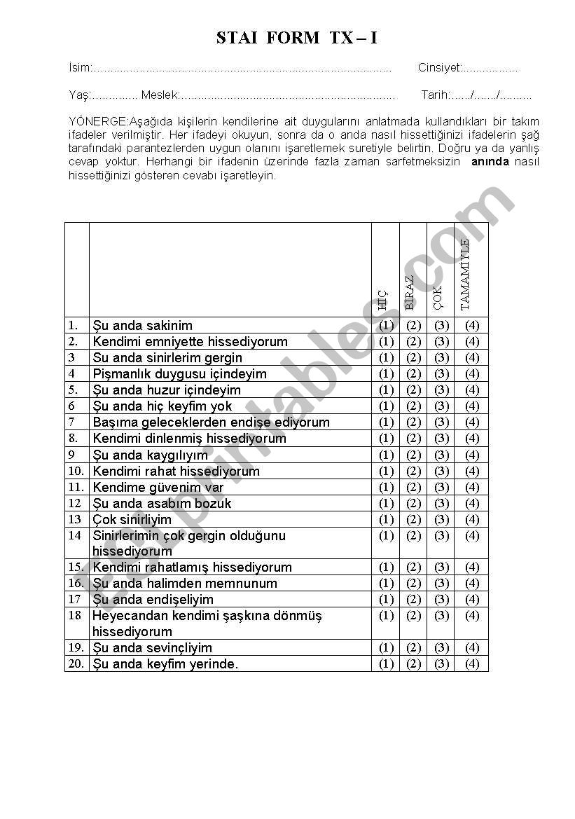 test worksheet