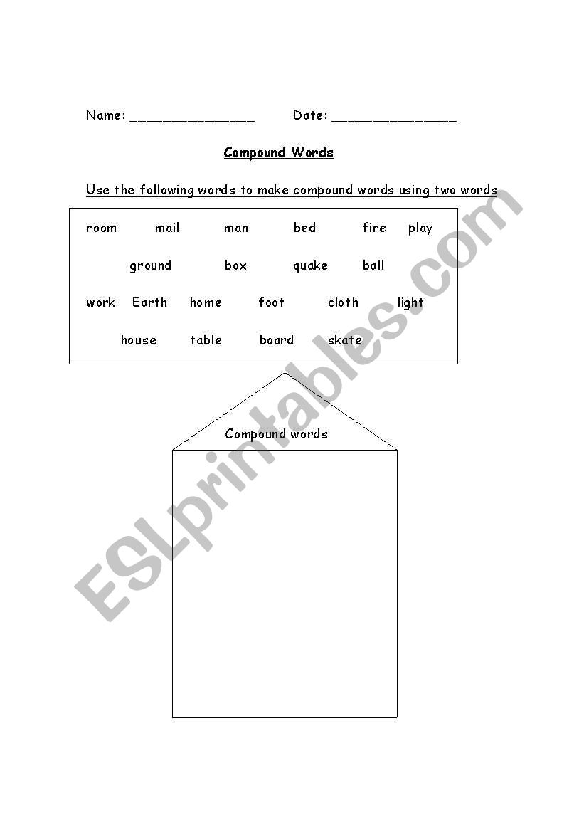 Compound words worksheet