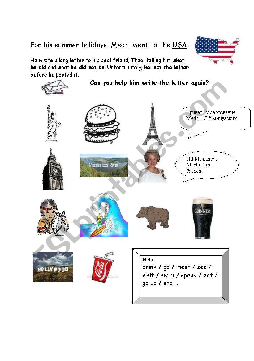 Holidays in the US worksheet