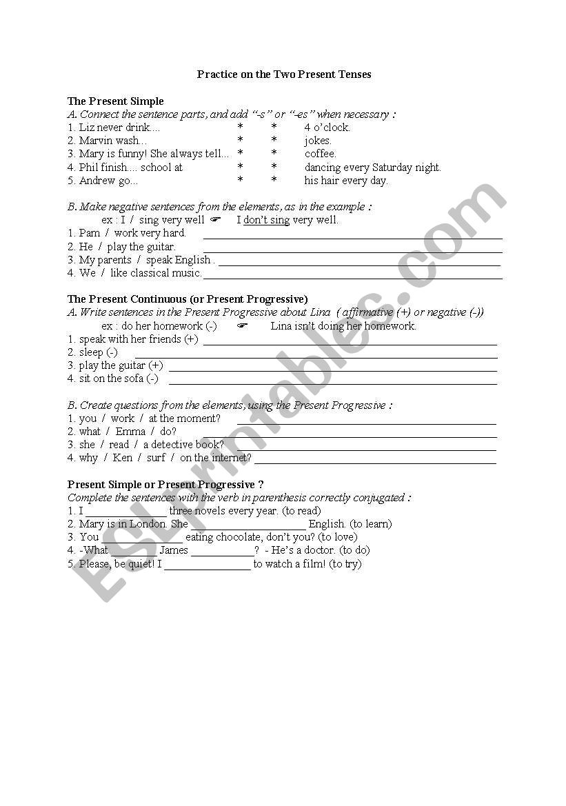 Exercises on the 2 Present Tenses