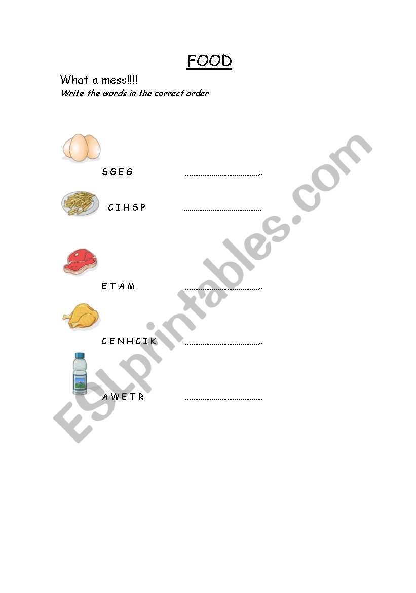 Food worksheet