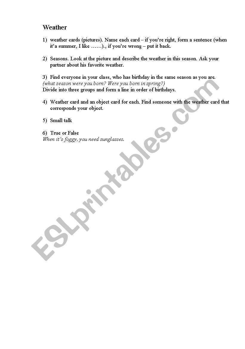 weather lesson plan worksheet