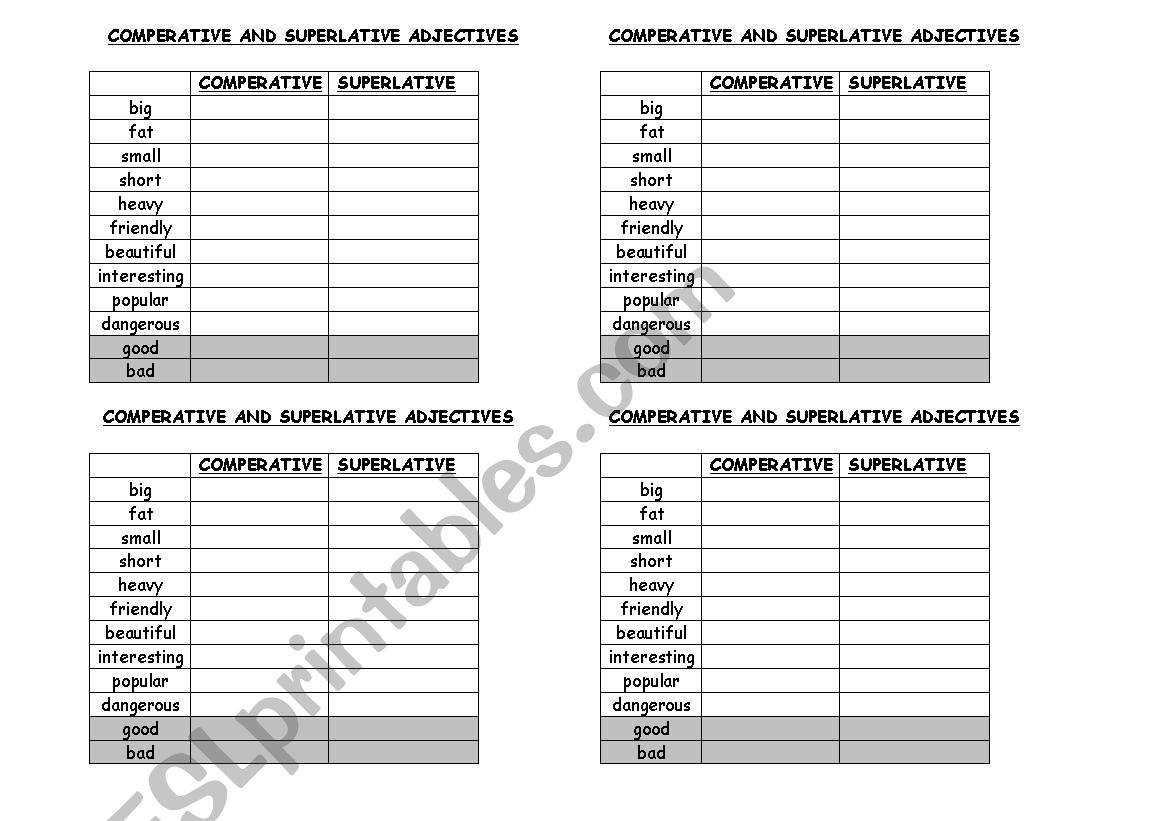 comperative and superlative adjectives