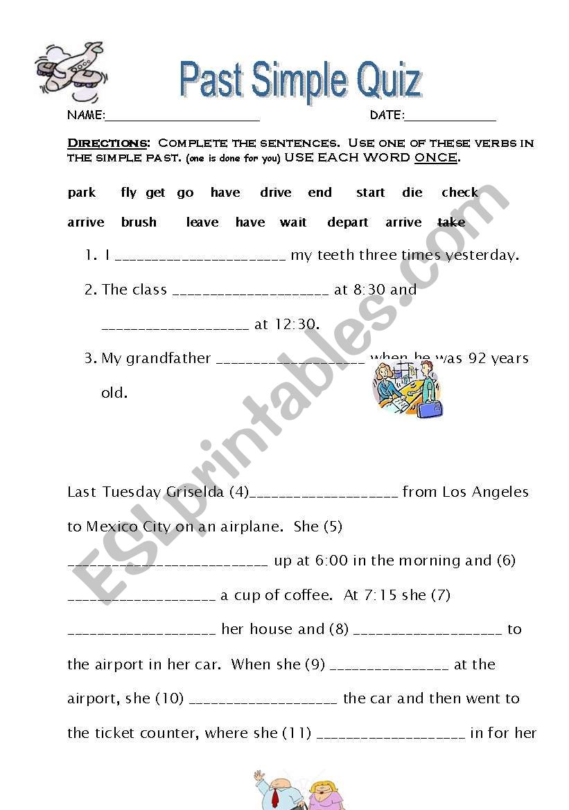 A Past Simple Quiz worksheet