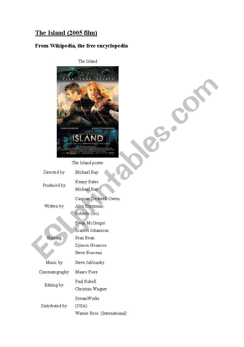 the island1 worksheet