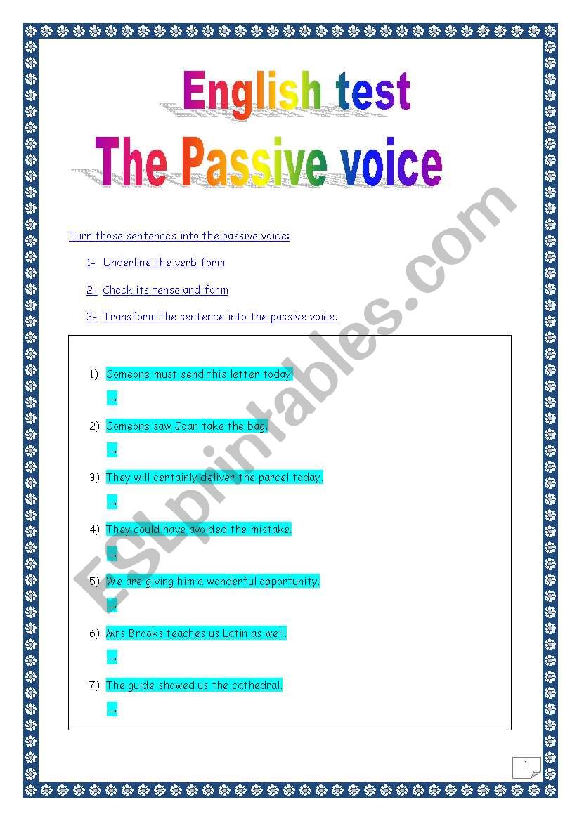 Grammar test: The PASSIVE VOICE (with KEY)