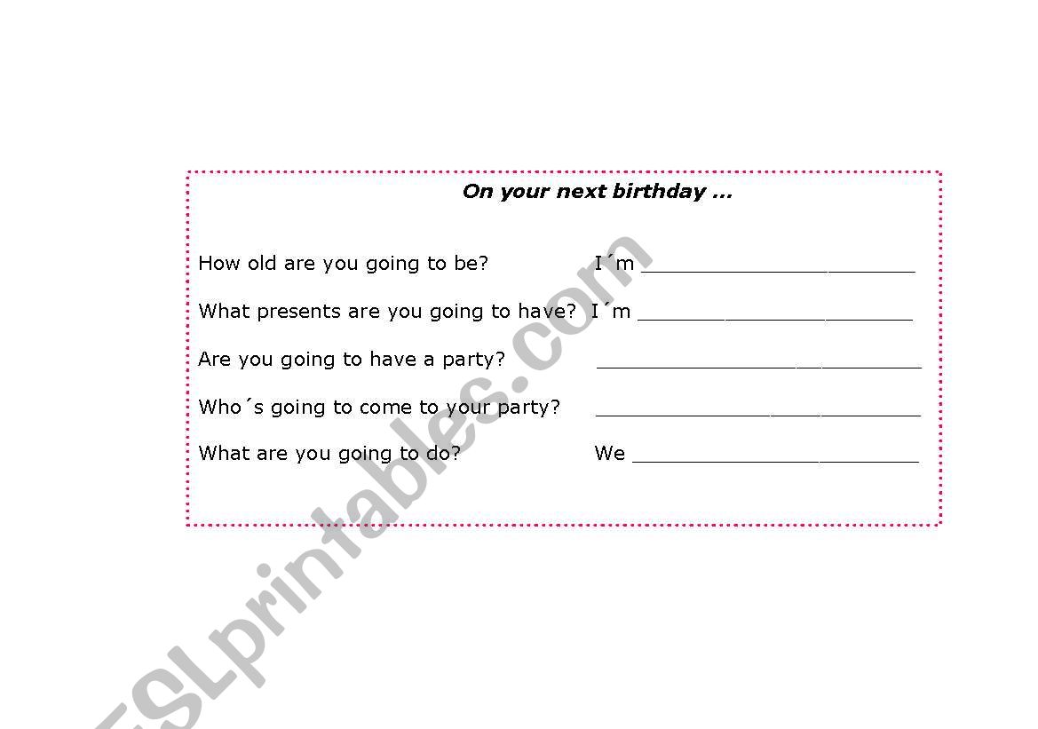 Birthday information worksheet