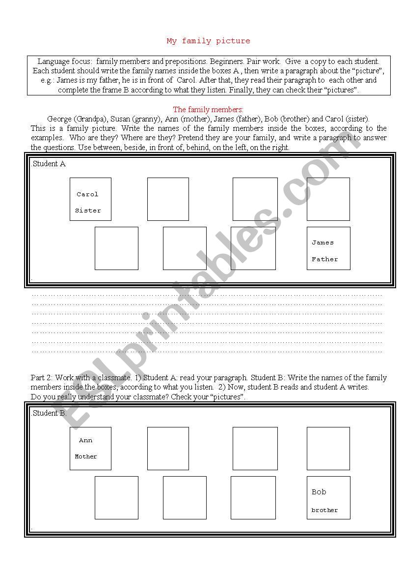 The family picture worksheet