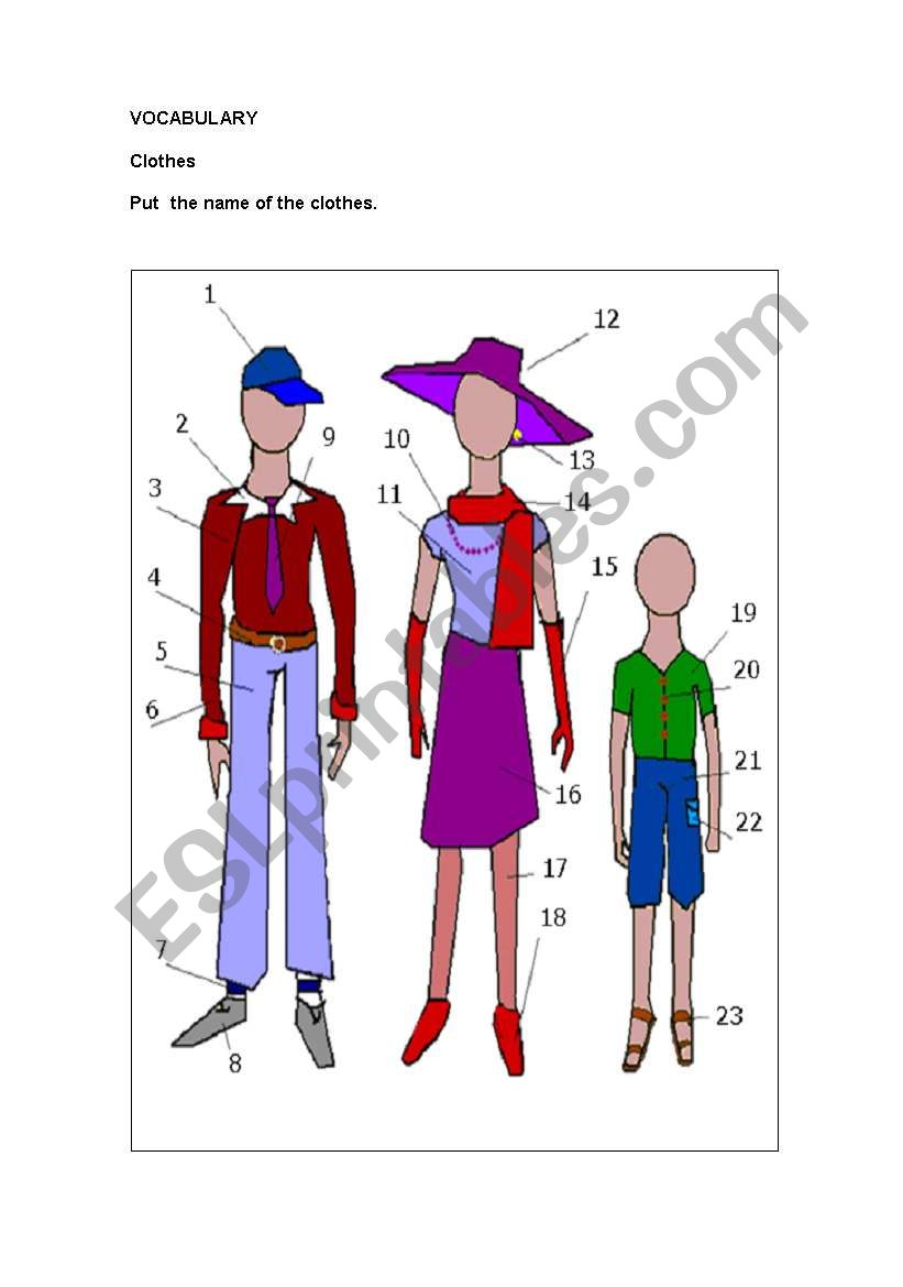 clothes worksheet