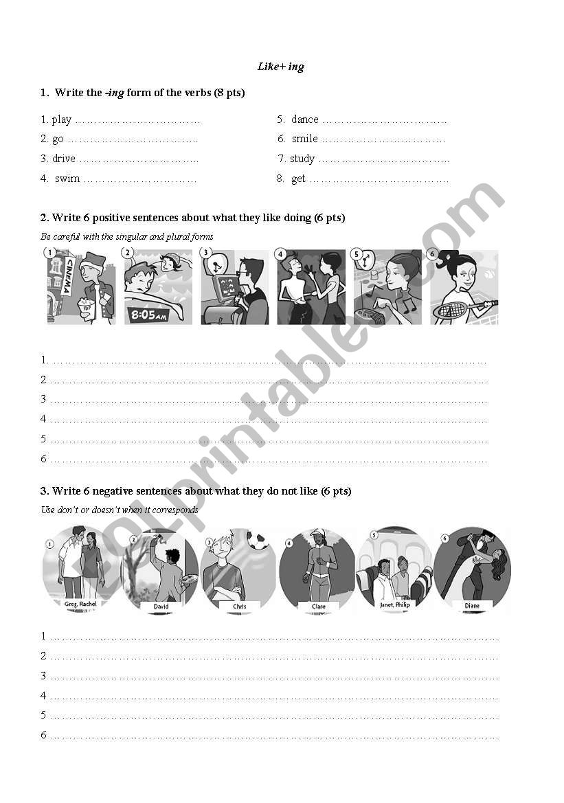 Like+ing form worksheet