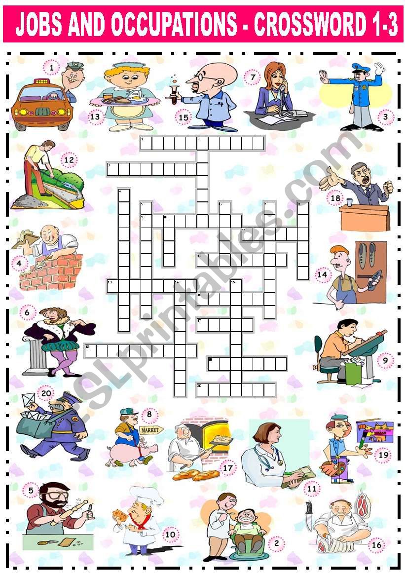 JOBS AND OCCUPATIONS - CROSSWORD (1-3)