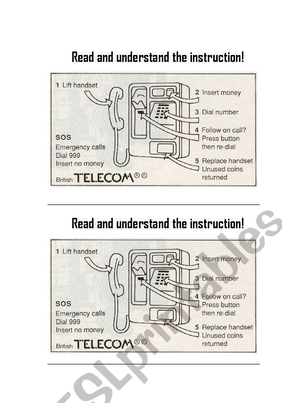 Telephone Instructions worksheet