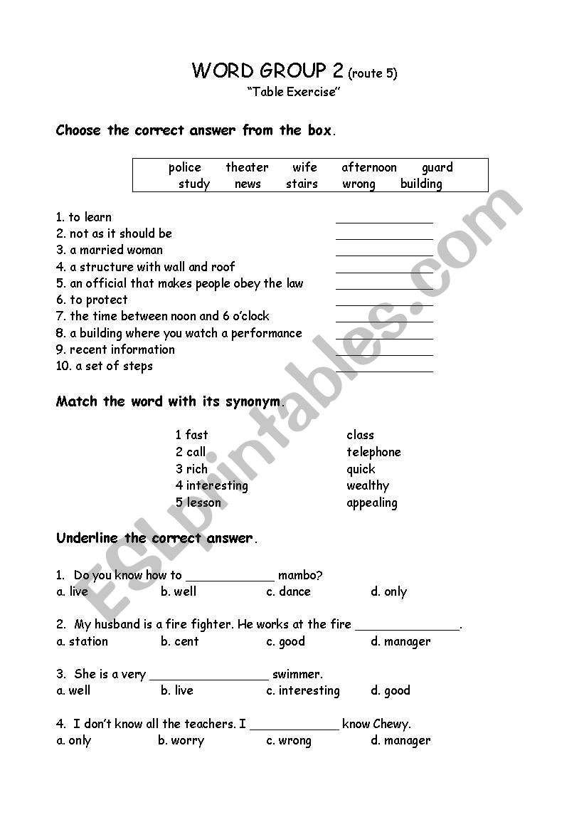 Words grups 2 worksheet