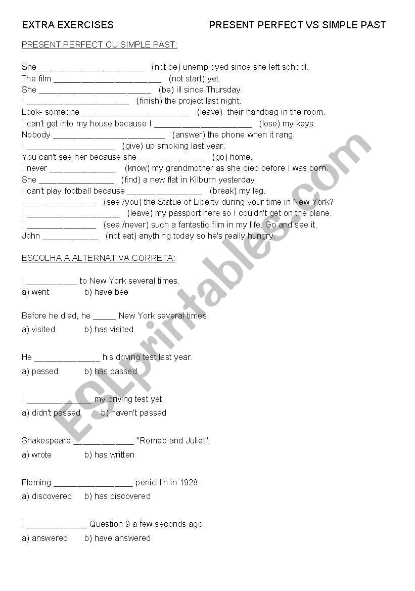 rewiew exercises worksheet