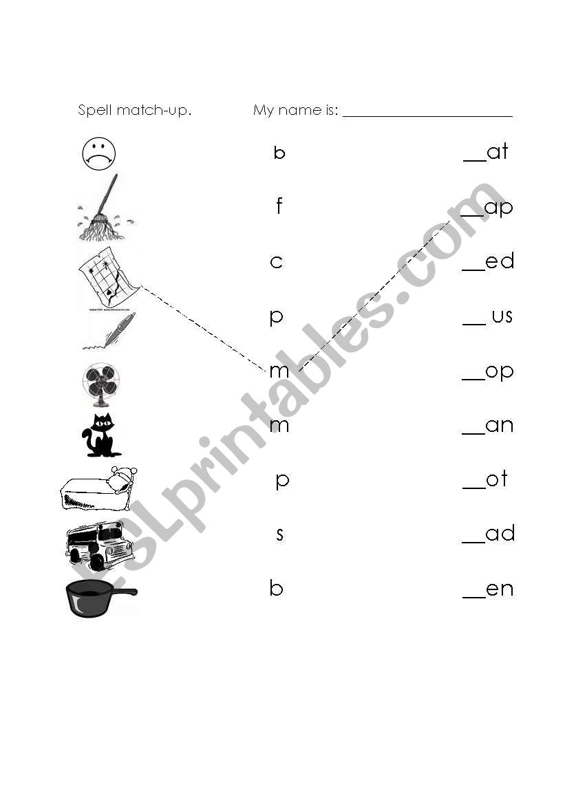 spell match-up worksheet