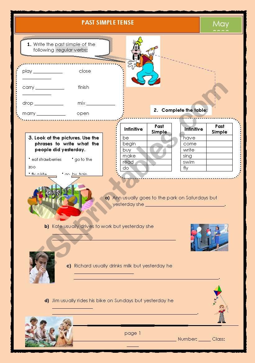 PAST SIMPLE TENSE worksheet