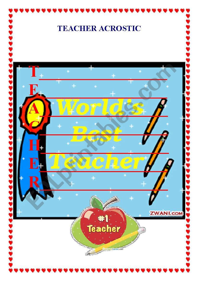 Acrostic Teacher worksheet