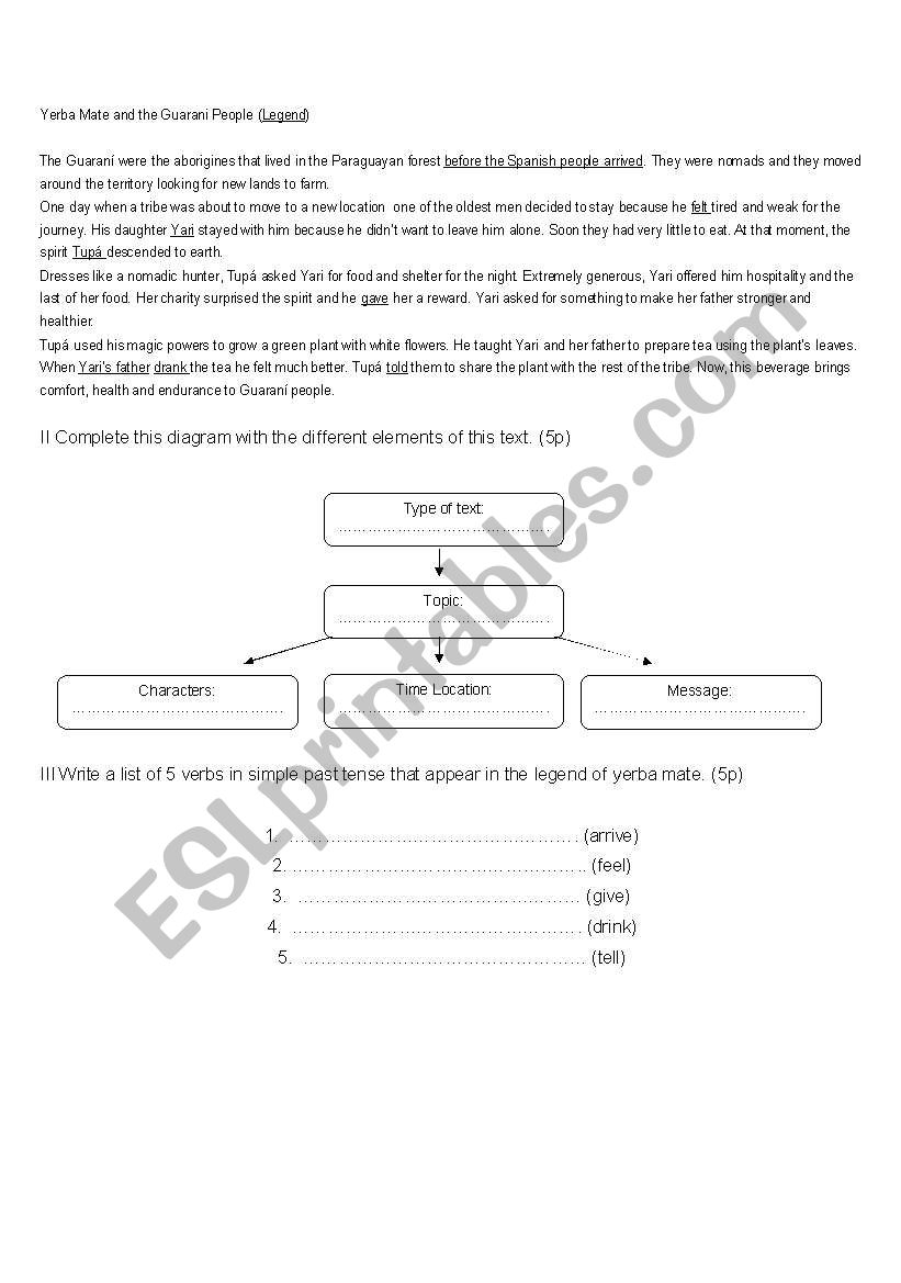 reading worksheet